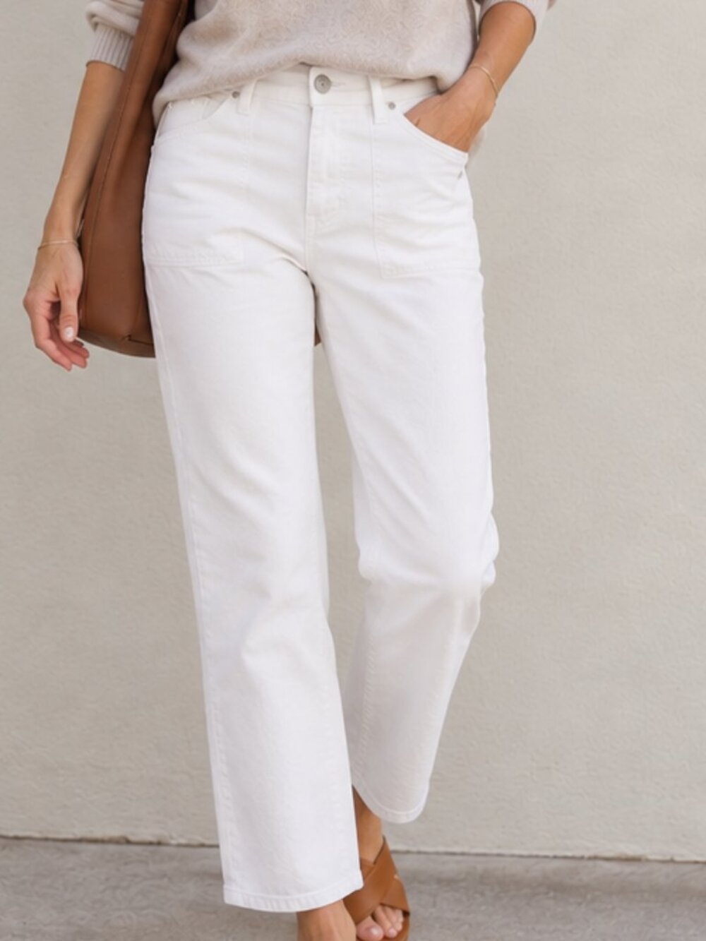 ANGELS White High Rise Relaxed Straight Leg Jeans Size 16/33
